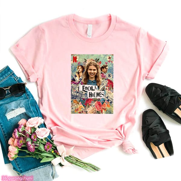 New t-shirts femme New movie Enola Holmes 2 Graphic Print tshirts women Fashion Harajuku 90s girls t shirts 2023 Women's tops